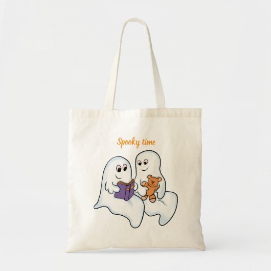 Halloween cute ghosts on orange background  トートバッグ (正面)