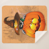 Halloween Cute Kitty Witch and Pumpkin Friend   シェルパブランケット (正面(横))