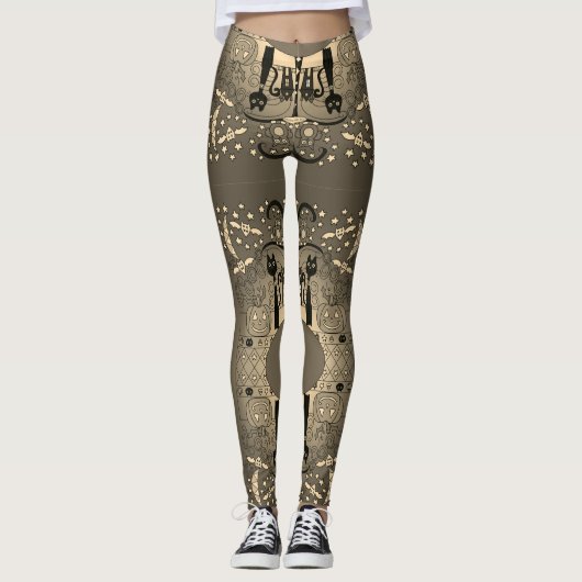 Halloween Cute & Spooky Leggings Neutral Color レギンス (正面)