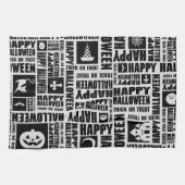 Halloween Cute Spooky Whimsical Black Pattern キッチンタオル (横)