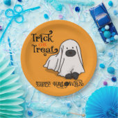 Halloween Cute Spooky Whimsical Ghost Dog  ペーパープレート (パーティー)