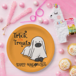  Halloween Cute Spooky Whimsical Ghost Dog  ペーパープレート