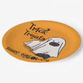  Halloween Cute Spooky Whimsical Ghost Dog  ペーパープレート (アングル)