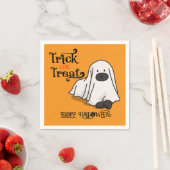  Halloween Cute Spooky Whimsical Ghost Dog Orange スタンダードカクテルナプキン (インサイチュ)