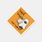  Halloween Cute Spooky Whimsical Ghost Dog Orange スタンダードカクテルナプキン (角)