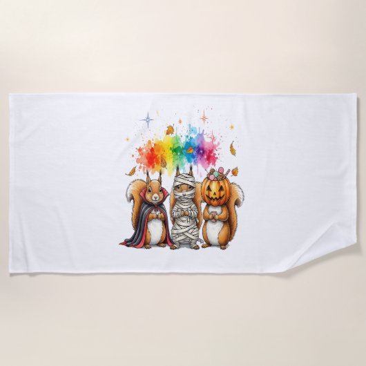 Halloween Cute Squirrels Costume ビーチタオル (正面)