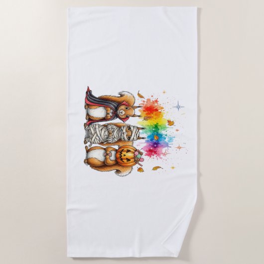 Halloween Cute Squirrels Costume ビーチタオル (正面)