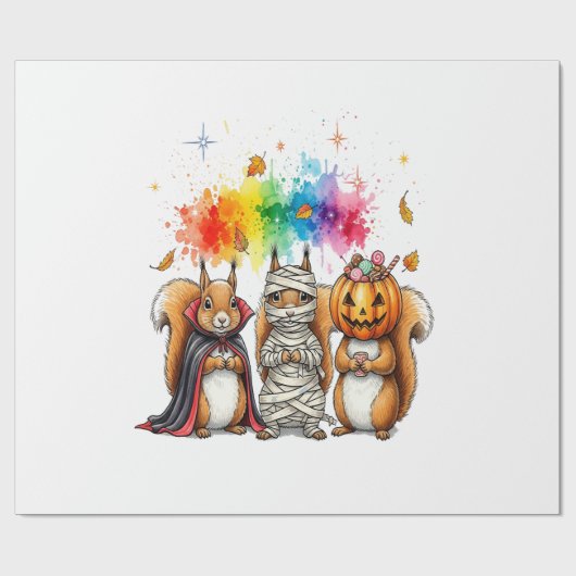 Halloween Cute Squirrels Costume ラッピングペーパー (フラット)