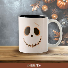 Halloween Cute Stitched Skull Skeleton Coffee Mug ツートーンマグカップ