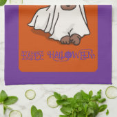 Halloween Cute Whimsical Ghost Dog  キッチンタオル (折り畳み)