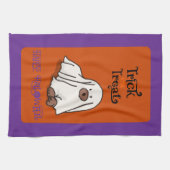 Halloween Cute Whimsical Ghost Dog  キッチンタオル (横)