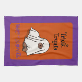 Halloween Cute Whimsical Ghost Dog  キッチンタオル