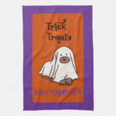 Halloween Cute Whimsical Ghost Dog  キッチンタオル (縦)