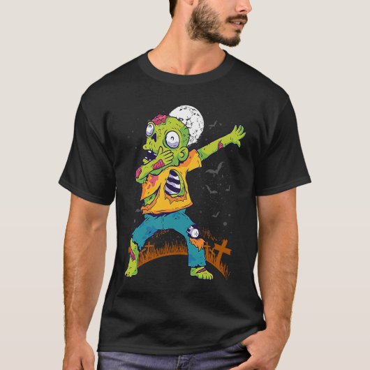 Halloween Dabbing Zombie Dab In Graveyard  Fun Und Tシャツ (正面)