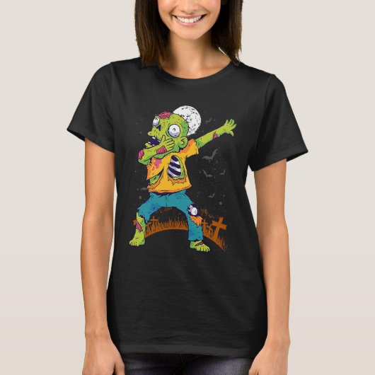 Halloween Dabbing Zombie Dab In Graveyard  Fun Und Tシャツ (正面)