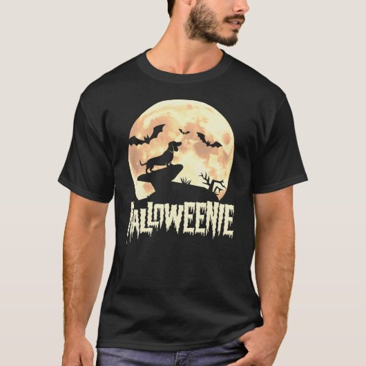Halloween Dachshund Costume Dog Weiner Dog Moon Ha Tシャツ (正面)