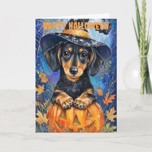 Halloween Dachshund Dog シーズンカード (正面)