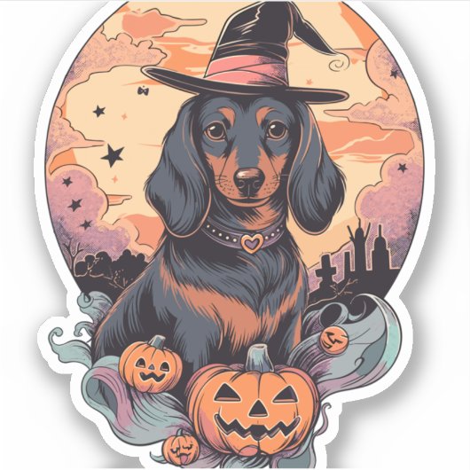Halloween Dachshund Sticker シール (正面)