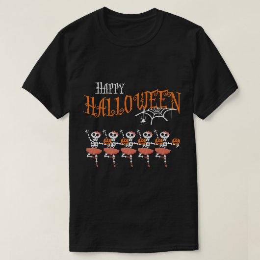 Halloween Dancing Ballet Skeleton Ballerina Costum Tシャツ (デザイン正面)