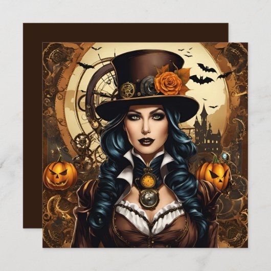 Halloween dans le style steampunk 招待状 (正面/裏面)