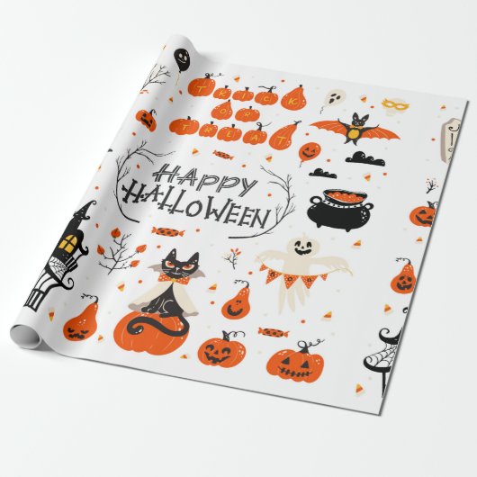 Halloween design elements. Halloween cliparts with ラッピングペーパー (アンロールド)