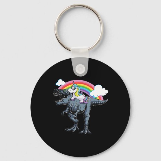 Halloween Design For Kids Unicorn Riding Dinosaur  キーホルダー (正面)