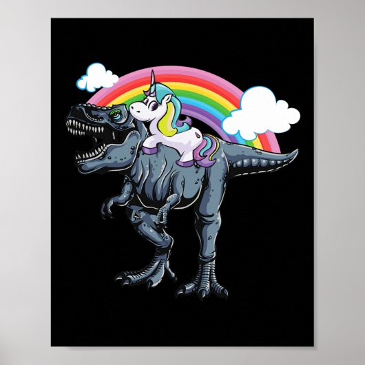 Halloween Design For Kids Unicorn Riding Dinosaur  ポスター (正面)