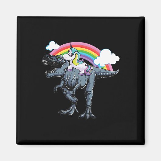 Halloween Design For Kids Unicorn Riding Dinosaur  マグネット (正面)