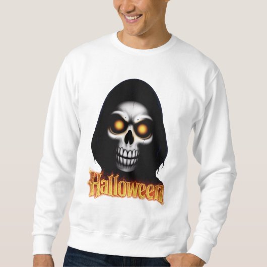 Halloween design: Scary skull with glowing eyes スウェットシャツ (正面)