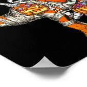 Halloween Dinosaur Skeleton T Rex Scary Pumpkin Mo ポスター (角)