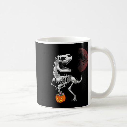 Halloween Dinosaur T Rex Skeleton Scary Boys Kids  コーヒーマグカップ (右)