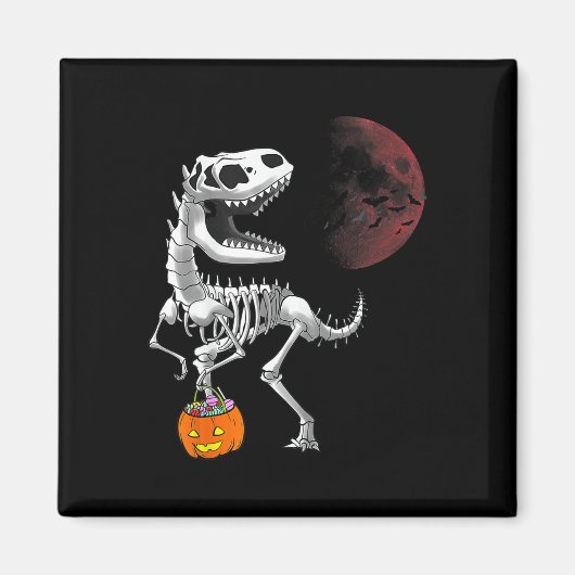 Halloween Dinosaur T Rex Skeleton Scary Boys Kids  マグネット (正面)