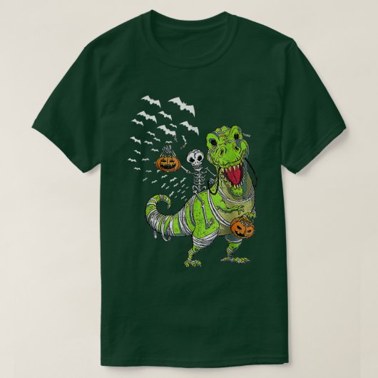Halloween Dinosaur T Rex Skeleton Scary BoysTeens  Tシャツ (デザイン正面)