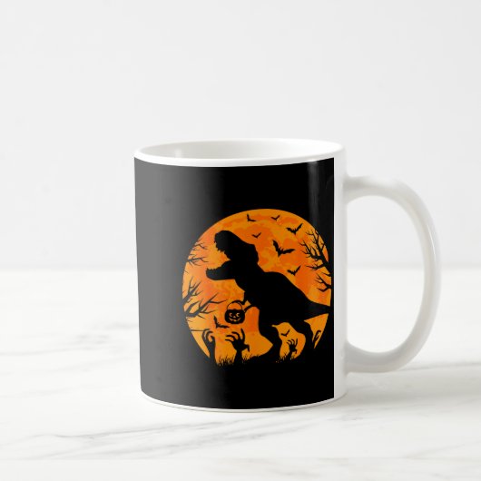 Halloween Dinosaur T Rex With Pumpkin Dinosaur Hal コーヒーマグカップ (右)