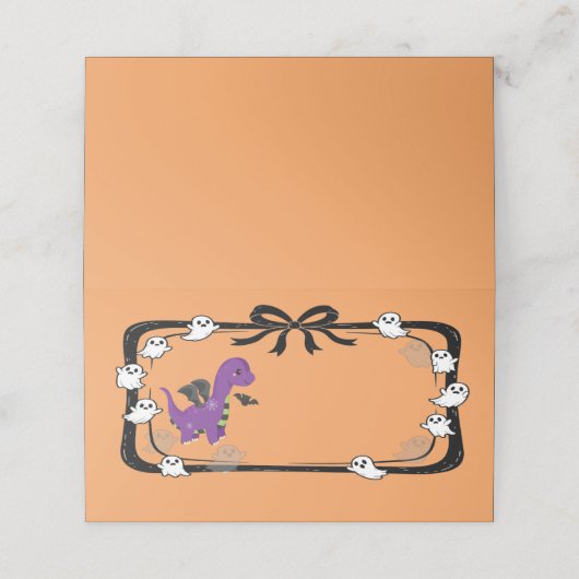 Halloween Dinosaur With Bat Wings Orange プレイスカード (外部開封)