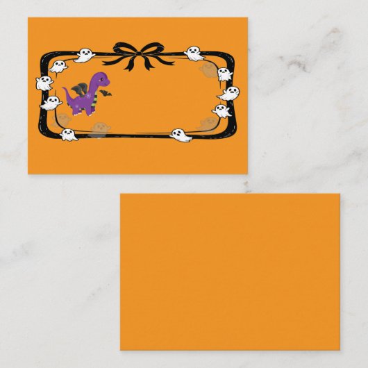 Halloween Dinosaur With Bat Wings Orange プレイスカード (正面/裏面)