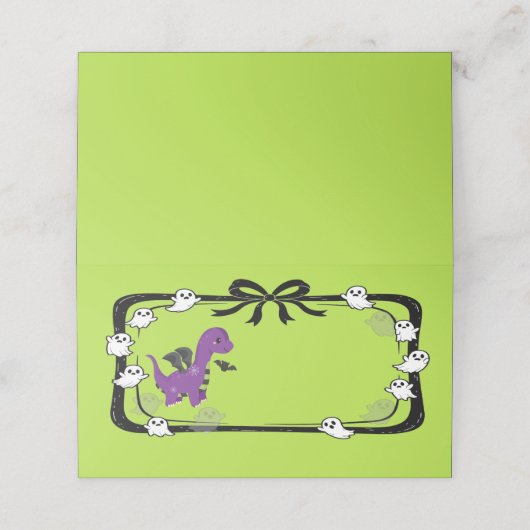 Halloween Dinosaur With Bat Wings Place Card プレイスカード (外部開封)