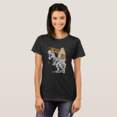 Halloween Dinosaurs Rex Skeleton Scary Holiday Gho Tシャツ (正面フル)