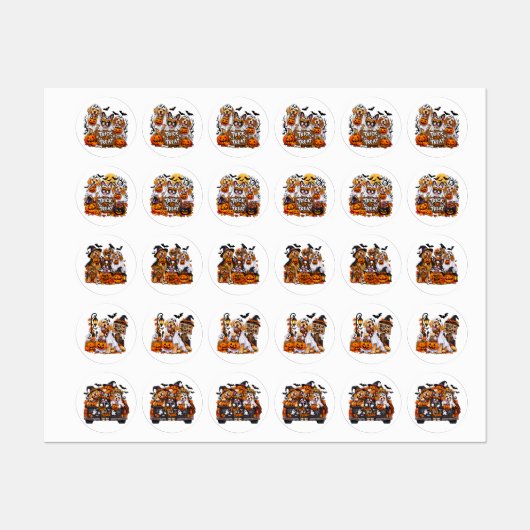 Halloween Dog Sticker Sheet – Cute Spooky Dogs Tr ラベル (シート)