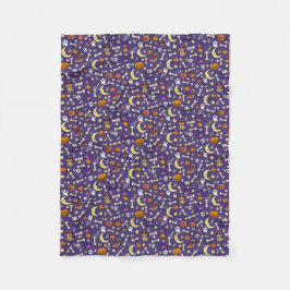 Halloween Dog Themed Pattern フリースブランケット