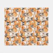 Halloween Dogs - Cute Dog Breeds with Pumpkin 2 フリースブランケット (正面(横))