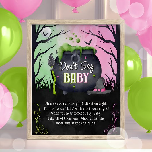 Halloween Don't Say Baby Baby Shower Game Sign ポスター