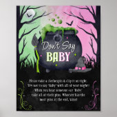 Halloween Don't Say Baby Baby Shower Game Sign ポスター (正面)