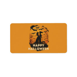 Halloween-Duo im Mondlicht ラベル