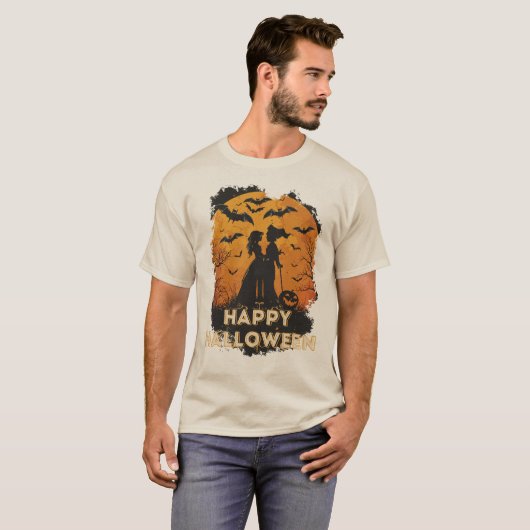 Halloween-Duo im Mondlicht Tシャツ (正面フル)
