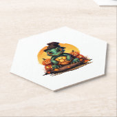 Halloween Enchantment Turtle with Hat in Autumn ペーパーコースター (アングル)