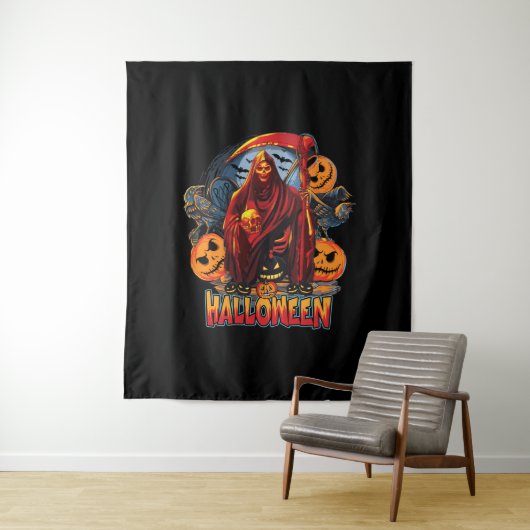 Halloween Evil skeleton, Pumpkin タペストリー (インサイチュ)