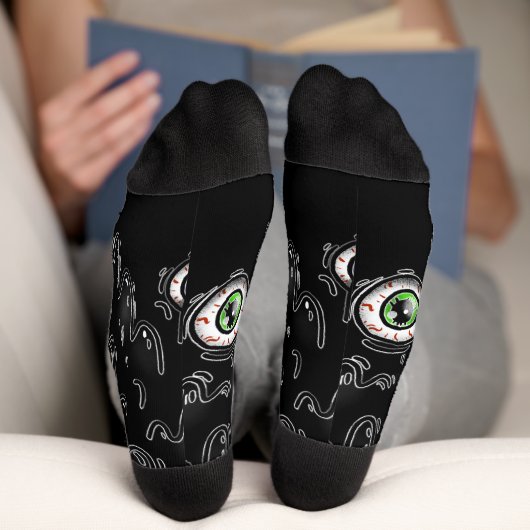 Halloween Eyeball Socks – Spooky Drip Crew Socks ソックス (底面)