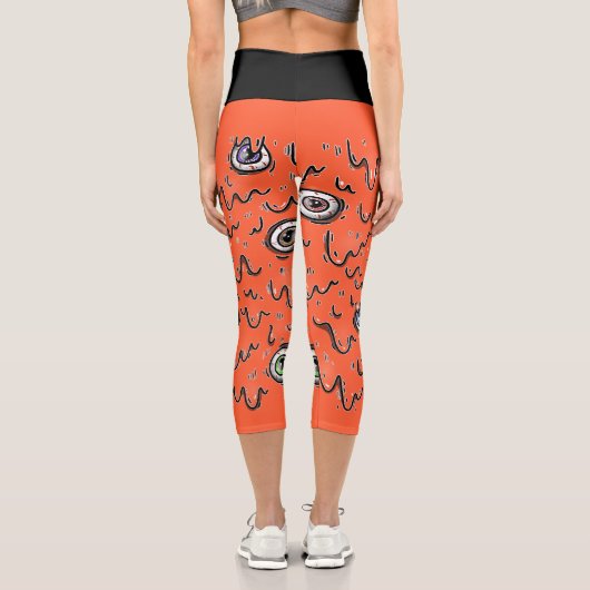 Halloween Eyeball Spooky Drip  カプリレギンス (裏面)