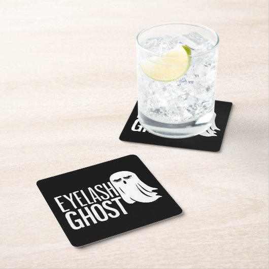 Halloween Eyelash Ghost スクエアペーパーコースター (インサイチュ)
